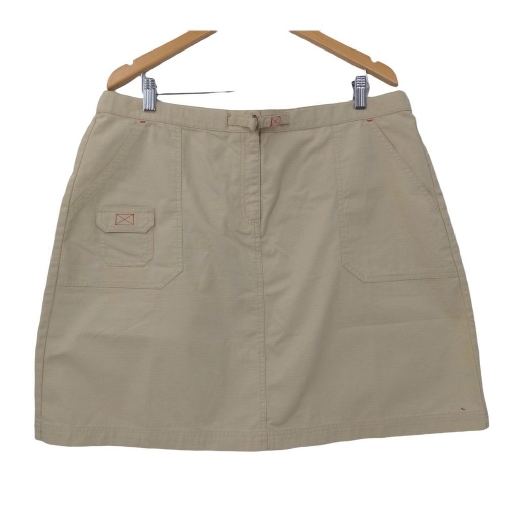 LL Bean Skirt Womens 20 Petite Khaki Casual Cotton Blend Summer Travel